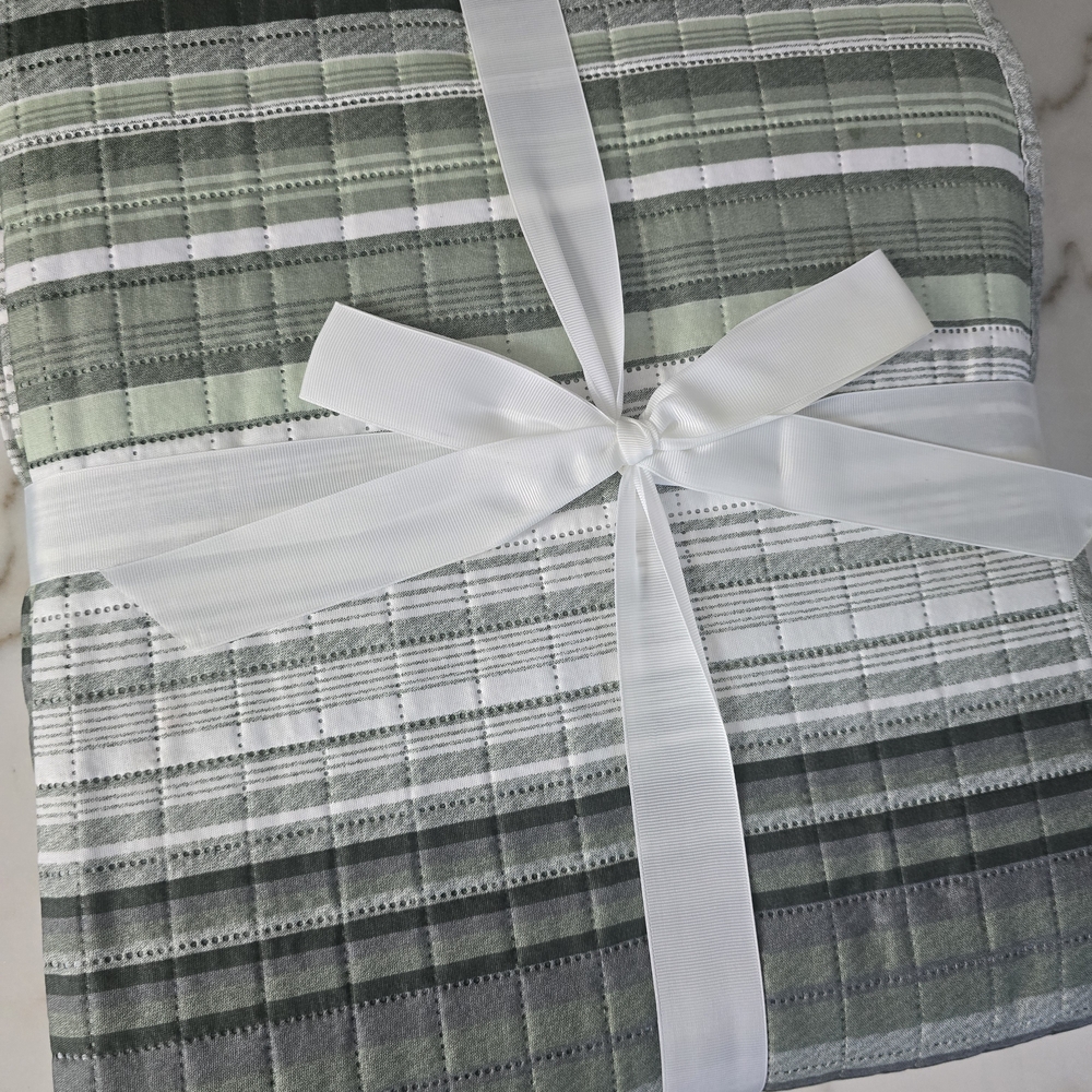 Home Collection Green and Gray Striped Throw Blanket